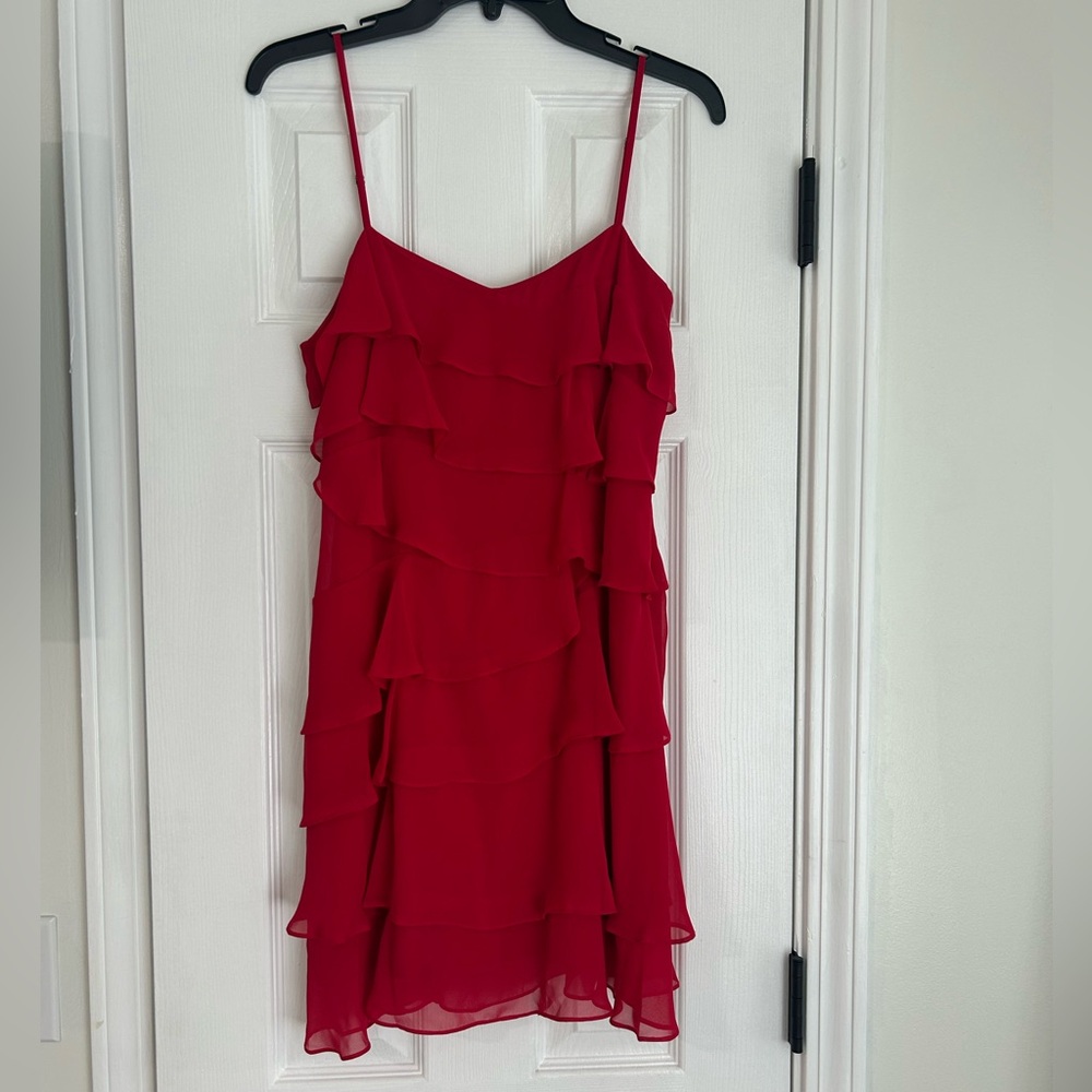 Red ruffle party dress